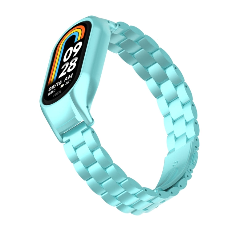 For Xiaomi Mi Band 8 Integrated Metal Case + Three-bead Watch Band(Cloud Blue) - Smart Wear by PMC Jewellery | Online Shopping South Africa | PMC Jewellery