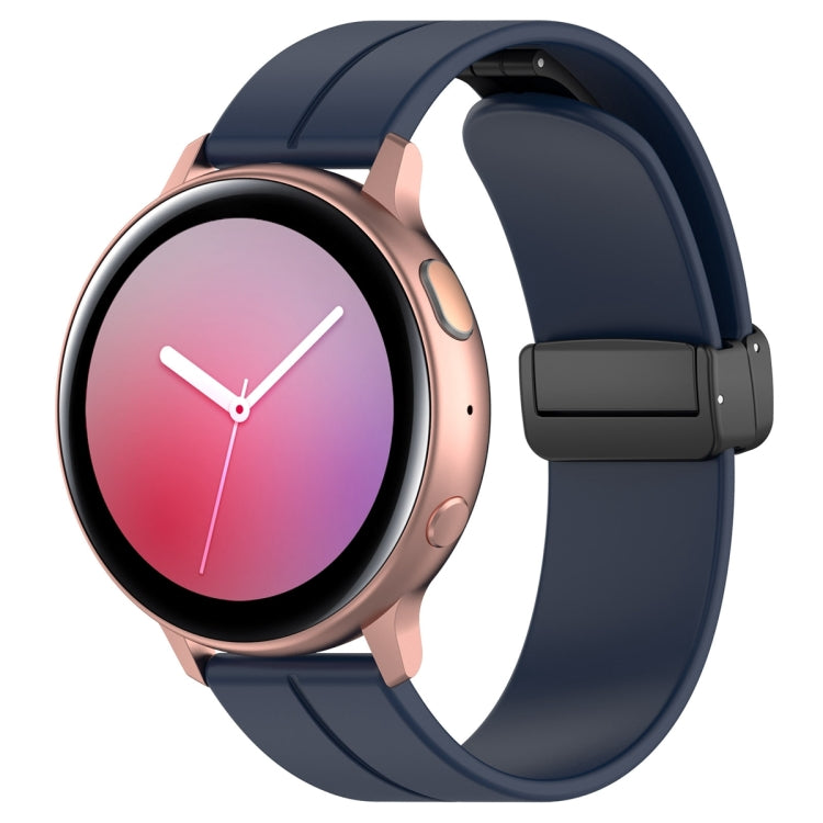 22mm Universal Flat Head Groove Folding Black Buckle Silicone Watch Band(Midnight Blue) - Smart Wear by PMC TechLife | Online Shopping South Africa | PMC TechLife