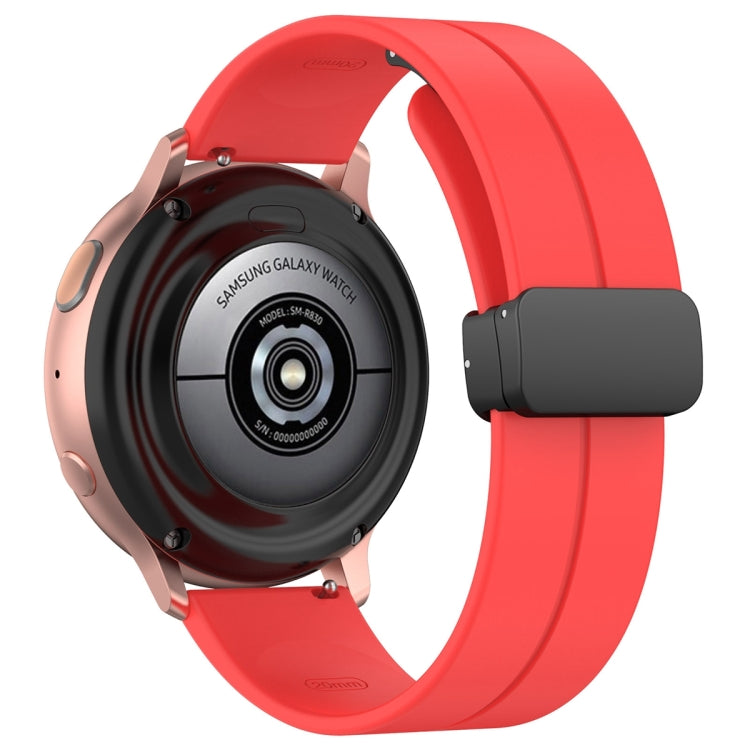 22mm Universal Flat Head Groove Folding Black Buckle Silicone Watch Band(Red) - Smart Wear by PMC TechLife | Online Shopping South Africa | PMC TechLife