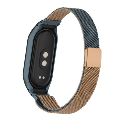 For Xiaomi Mi Band 8 Integrated Metal Case + Milanese Magnetic Watch Band(Gold Grey) - Smart Wear by PMC Jewellery | Online Shopping South Africa | PMC Jewellery