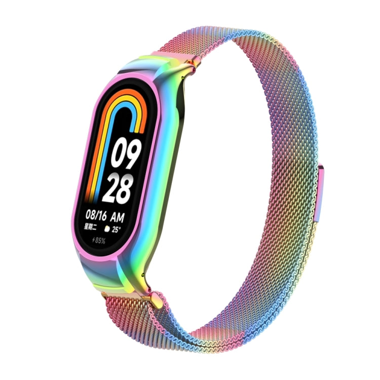For Xiaomi Mi Band 8 Integrated Metal Case + Milanese Magnetic Watch Band(Colorful) - Smart Wear by PMC Jewellery | Online Shopping South Africa | PMC Jewellery