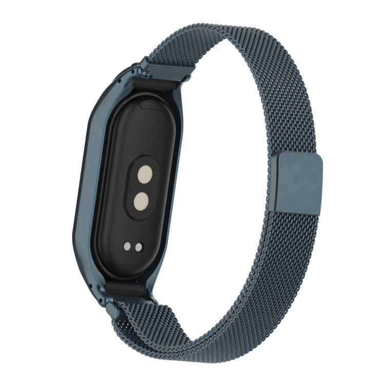 For Xiaomi Mi Band 8 Integrated Metal Case + Milanese Magnetic Watch Band(Titanium Gray) - Smart Wear by PMC Jewellery | Online Shopping South Africa | PMC Jewellery
