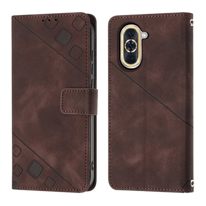 For Huawei nova 10 Skin-feel Embossed Leather Phone Case(Brown) - Huawei Cases by PMC Jewellery | Online Shopping South Africa | PMC Jewellery