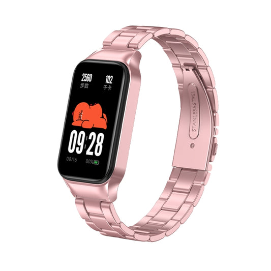 For Redmi Band 2 Three-bead Metal Watch Band(Rose Pink) - Smart Wear by PMC Jewellery | Online Shopping South Africa | PMC Jewellery