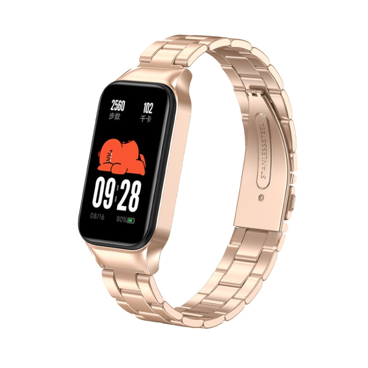 For Redmi Band 2 Three-bead Metal Watch Band(Rose Gold) - Smart Wear by PMC Jewellery | Online Shopping South Africa | PMC Jewellery