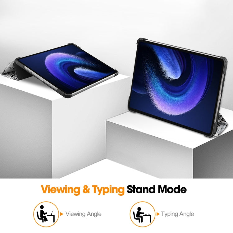 For Xiaomi Pad 6 / 6 Pro Custer Painted 3-Fold Stand Leather Smart Tablet Case(Retro Eiffel Tower) - free shipping - PMC TechLife - Order now!