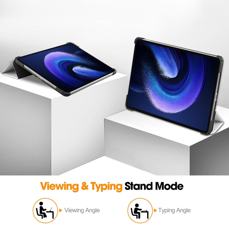 For Xiaomi Pad 6 / 6 Pro Custer Painted 3-Fold Stand Leather Smart Tablet Case(Lazy Cat) - free shipping - PMC TechLife - Order now!