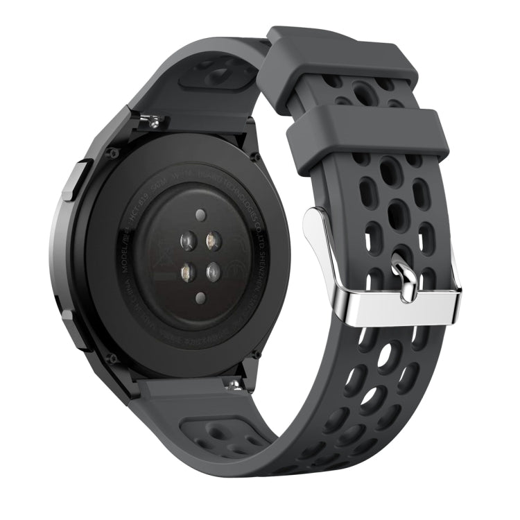For Huawei Watch GT 2e Solid Color Round Hole Silicone Watch Band(Grey) - Smart Wear by PMC TechLife | Online Shopping South Africa | PMC TechLife