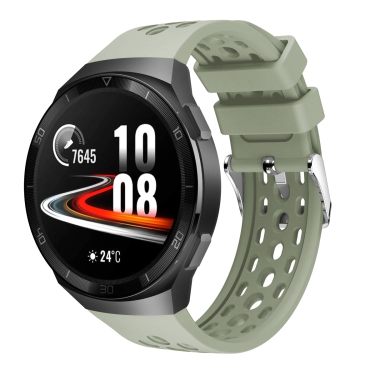 For Huawei Watch GT 2e Solid Color Round Hole Silicone Watch Band(Green) - Smart Wear by PMC TechLife | Online Shopping South Africa | PMC TechLife