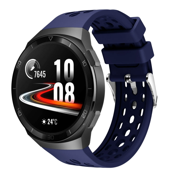 For Huawei Watch GT 2e Solid Color Round Hole Silicone Watch Band(Midnight Blue) - Smart Wear by PMC TechLife | Online Shopping South Africa | PMC TechLife