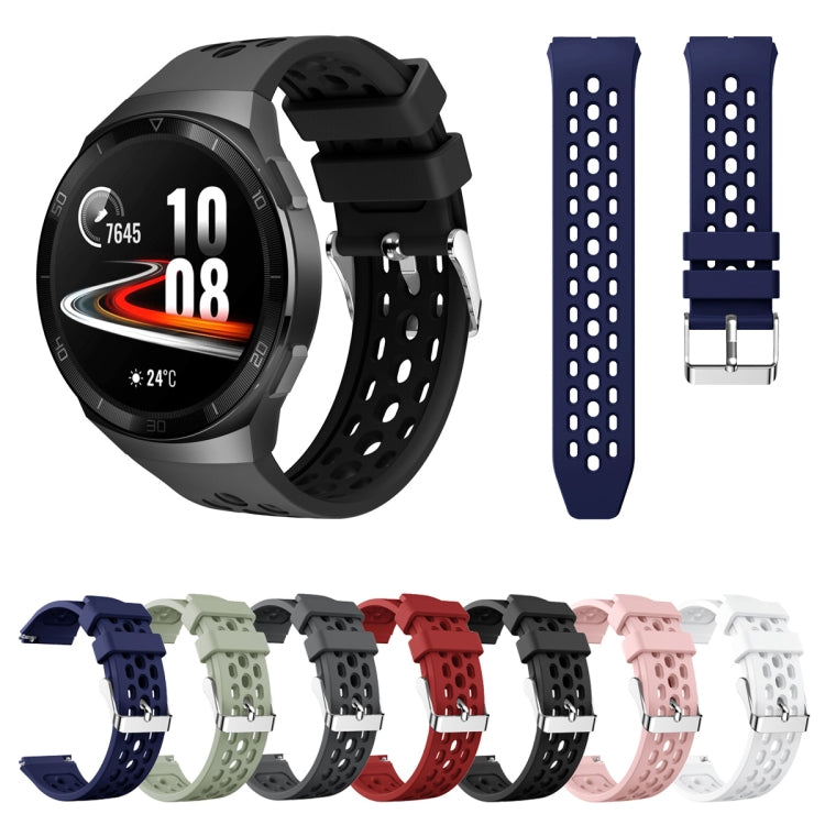 For Huawei Watch GT 2e Solid Color Round Hole Silicone Watch Band(Midnight Blue) - Smart Wear by PMC TechLife | Online Shopping South Africa | PMC TechLife