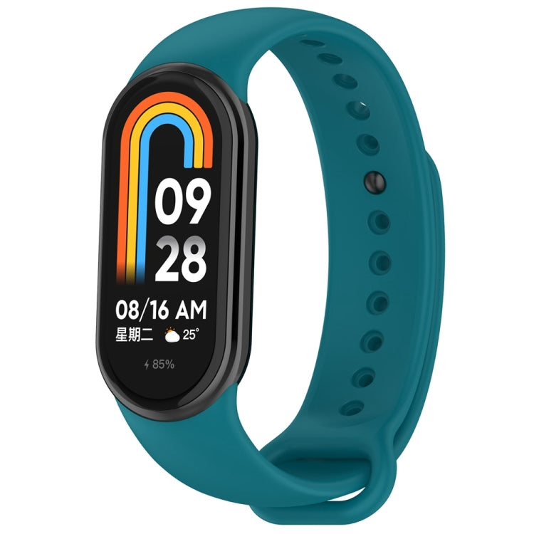 For Xiaomi Mi Band 8 Solid Color Stainless Steel Plug Replacement Watch Band (Navy Blue) - Watch Bands by PMC TechLife | Online Shopping South Africa | PMC TechLife