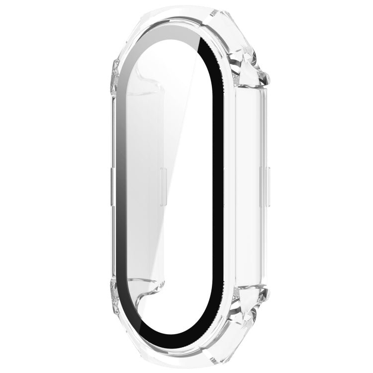 For Xiaomi Mi Band 8 PC + Tempered Glass Integrated Protective Watch Case(Transparent White) - Smart Wear by PMC TechLife | Online Shopping South Africa | PMC TechLife