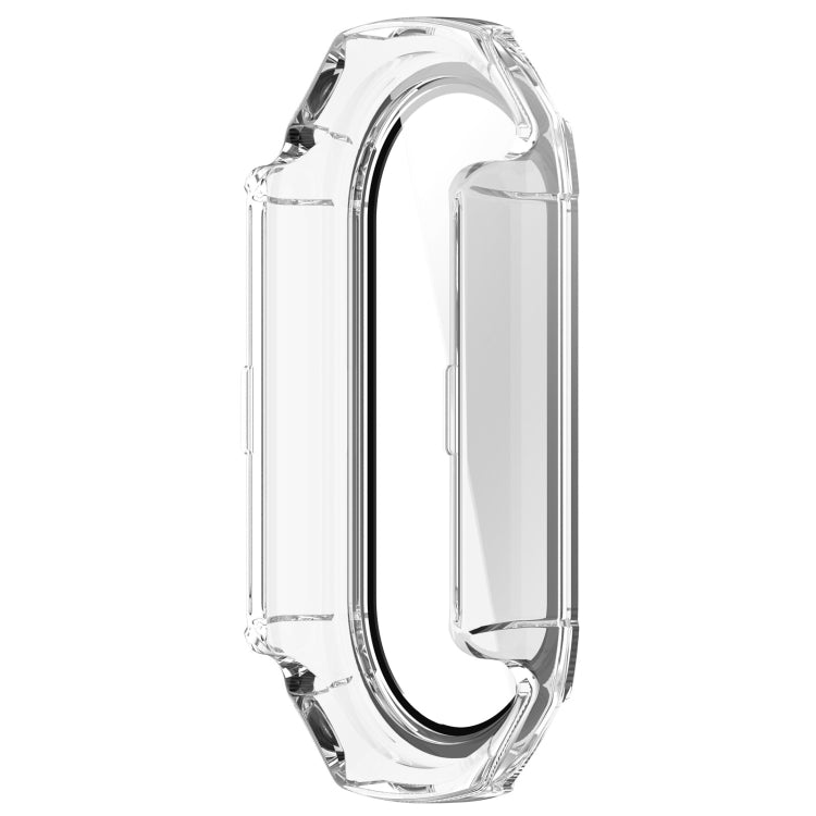 For Xiaomi Mi Band 8 PC + Tempered Glass Integrated Protective Watch Case(Transparent White) - Smart Wear by PMC TechLife | Online Shopping South Africa | PMC TechLife