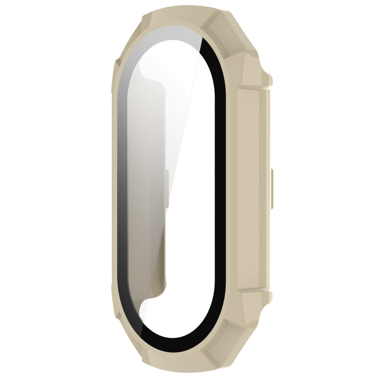 For Xiaomi Mi Band 8 PC + Tempered Glass Integrated Protective Watch Case(Ivory White) - Smart Wear by PMC TechLife | Online Shopping South Africa | PMC TechLife