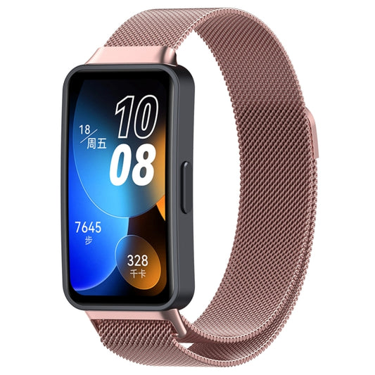 For Huawei Band 8 Milanese Metal Watch Band(Rose Pink) - Smart Wear by PMC Jewellery | Online Shopping South Africa | PMC Jewellery