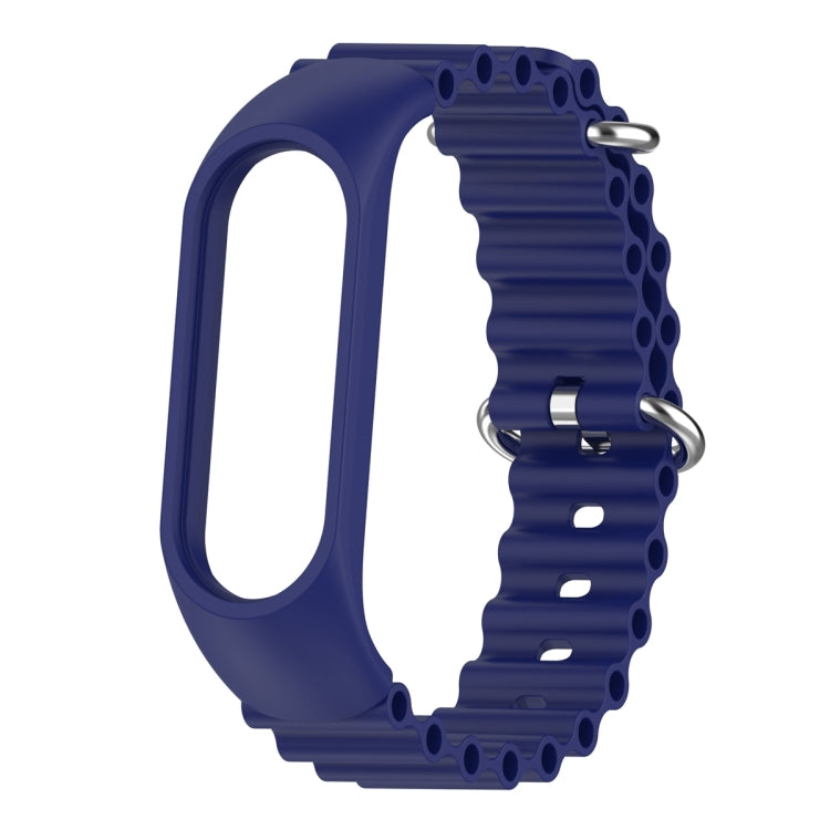 For Xiaomi Mi Band 7 / 6 / 5 / 4 / 3 Solid Color Marine Silicone Breathable Watch Band(Blue) - Smart Wear by PMC Jewellery | Online Shopping South Africa | PMC Jewellery