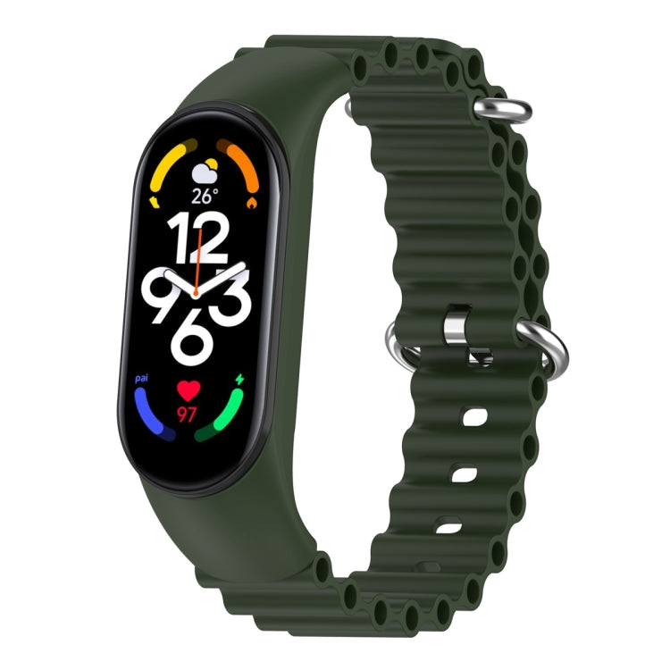 For Xiaomi Mi Band 7 / 6 / 5 / 4 / 3 Solid Color Marine Silicone Breathable Watch Band(Green) - Smart Wear by PMC Jewellery | Online Shopping South Africa | PMC Jewellery