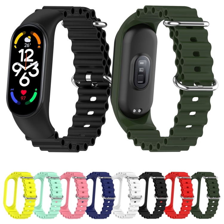 For Xiaomi Mi Band 7 / 6 / 5 / 4 / 3 Solid Color Marine Silicone Breathable Watch Band(Green) - Smart Wear by PMC Jewellery | Online Shopping South Africa | PMC Jewellery