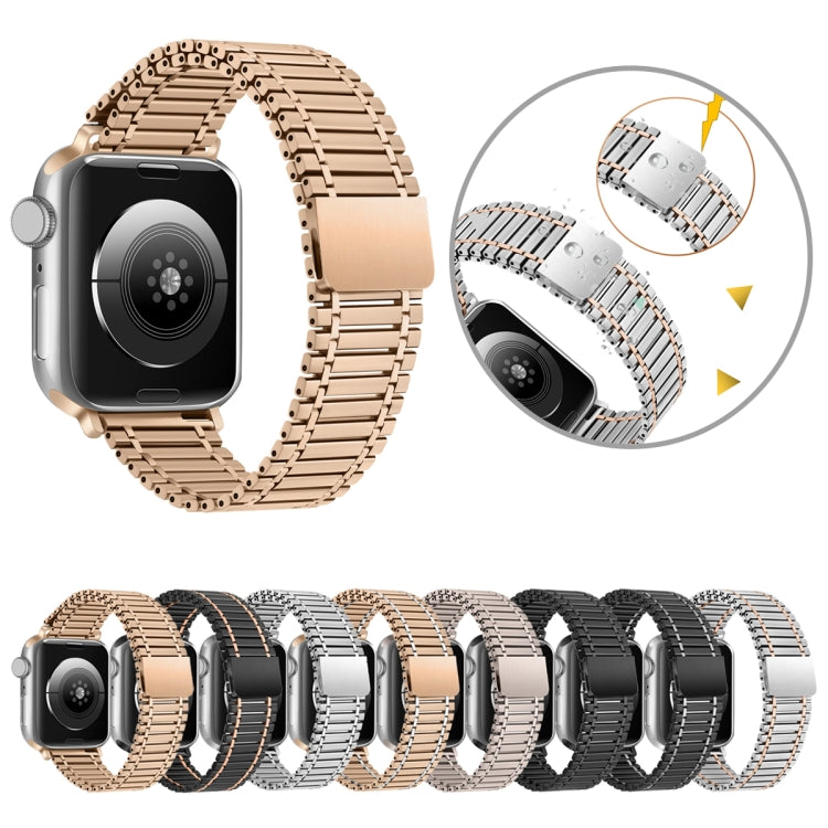 Chain Magnetic Stainless Steel Watch Band For Apple Watch Series 8&7 41mm / SE 2&6&SE&5&4 40mm / 3&2&1 38mm(Black+Silver) - Smart Wear by PMC Jewellery | Online Shopping South Africa | PMC Jewellery