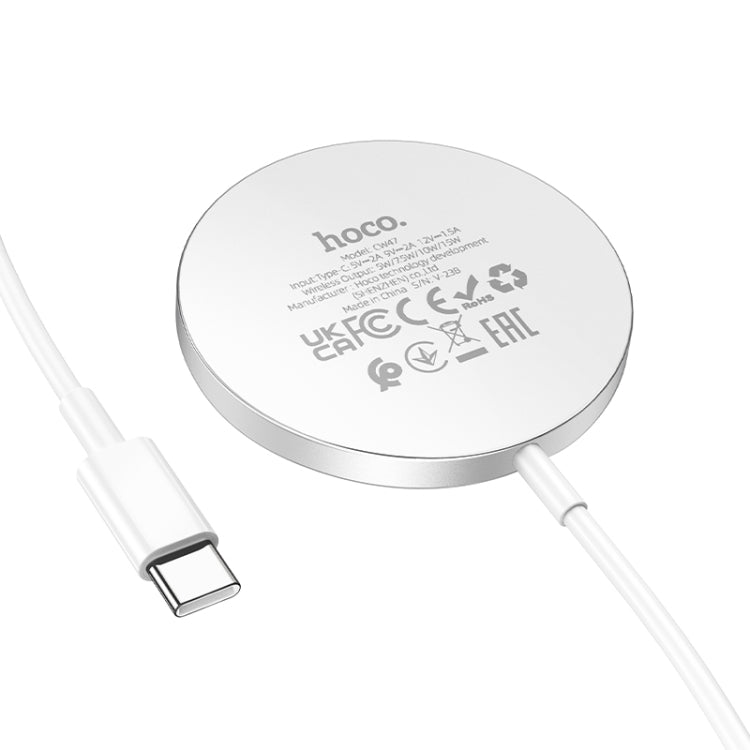 hoco CW47 Original Series 15W Magsafe Magnetic Wireless Fast Charging Charger(Silver) - Wireless Charger by hoco | Online Shopping South Africa | PMC Jewellery