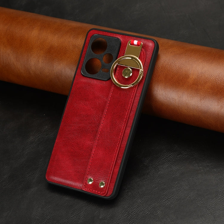For Redmi Note 12 Pro 5G Global Wristband Leather Back Phone Case(Red) - free shipping - PMC TechLife - Order now!