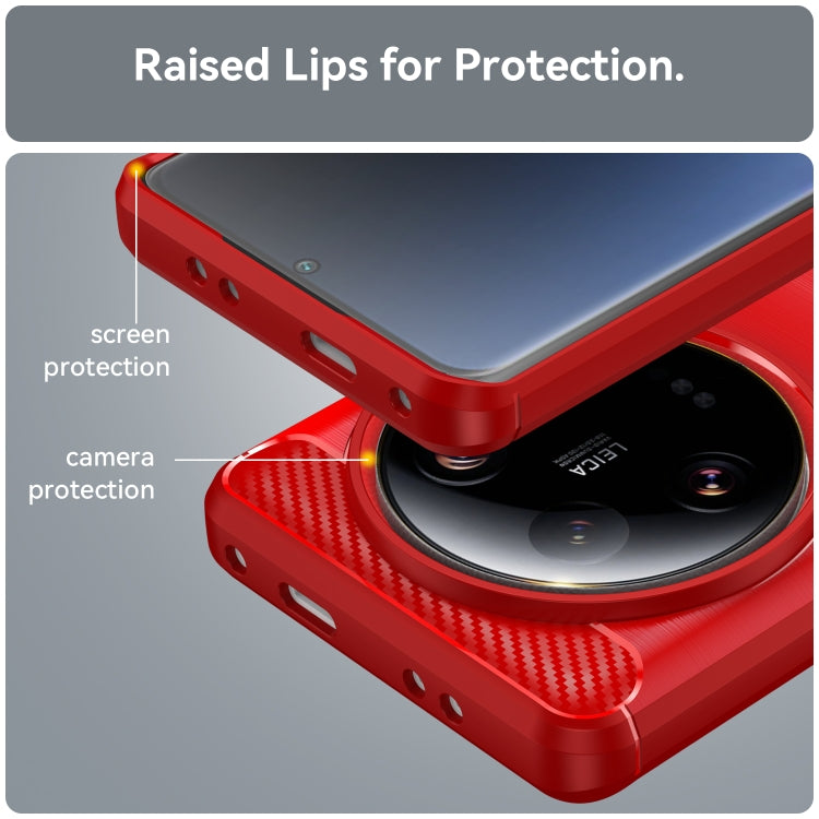 For Xiaomi 13 Ultra Carbon Fiber Brushed Texture TPU Case(Red) - free shipping - PMC TechLife - Order now!