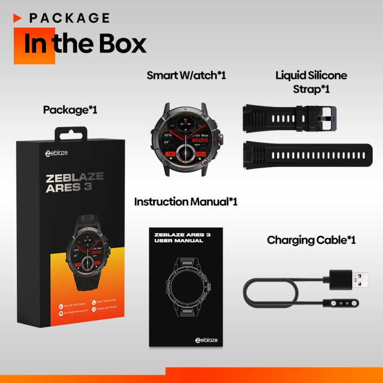 Zeblaze Ares 3 1.52 inch IPS Screen Smart Watch Supports Health Monitoring / Voice Calls(Meteorite Black) - Smart Watches by Zeblaze | Online Shopping South Africa | PMC Jewellery | Buy Now Pay Later Mobicred