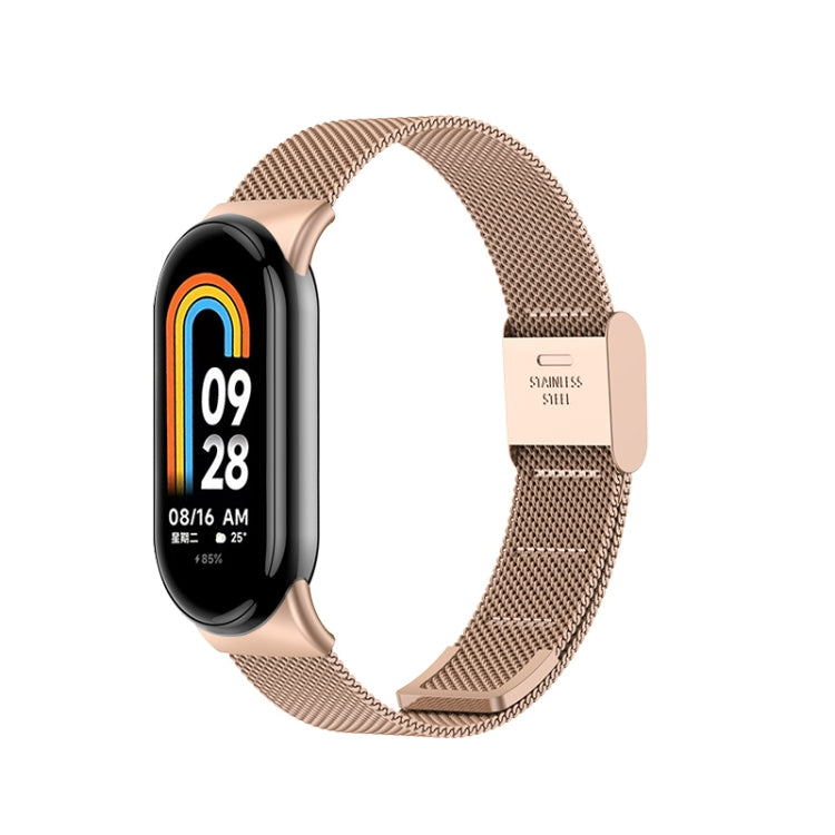 For Xiaomi Mi Band 8 Milanese Buckle Metal Watch Band(Rose Gold) -  by PMC Jewellery | Online Shopping South Africa | PMC Jewellery