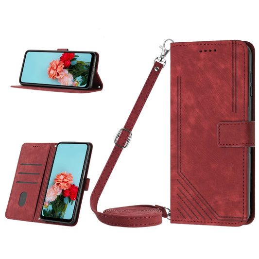 For OnePlus Nord CE 3/Nord CE 3 Lite/Nord N30 Skin Feel Stripe Pattern Leather Phone Case with Lanyard(Red) - OnePlus Cases by PMC Jewellery | Online Shopping South Africa | PMC Jewellery