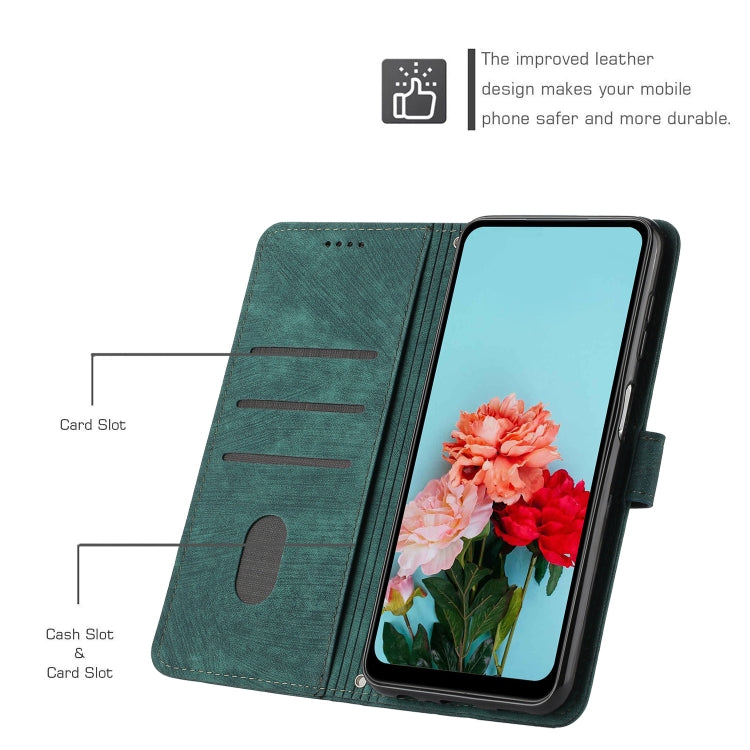 For Tecno Spark 10 Pro Skin Feel Stripe Pattern Leather Phone Case with Lanyard(Green) - free shipping - PMC TechLife - Order now!