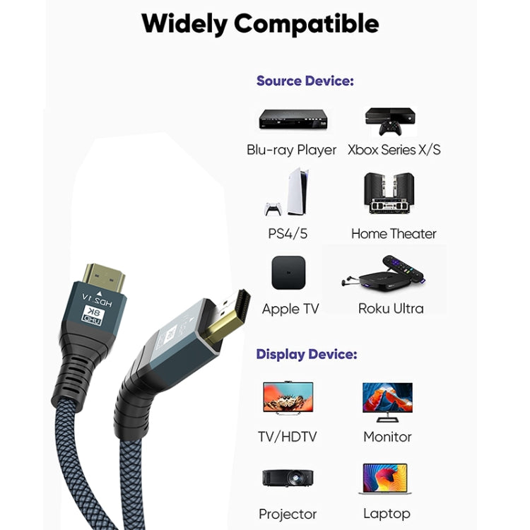 2m HDMI 2.1 Version 8K 60Hz UHD 48Gbps Cable(Grey) - free shipping - PMC TechLife - Order now!