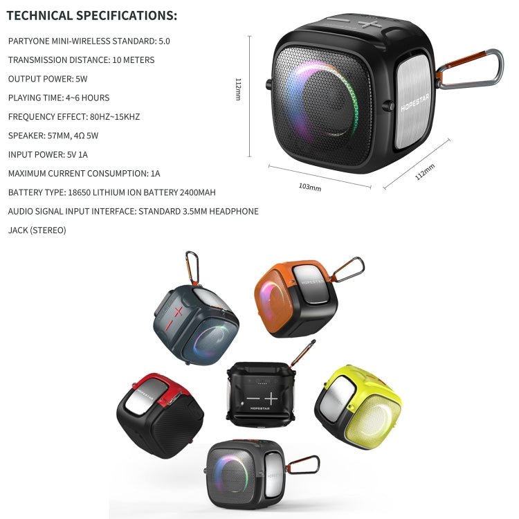 HOPESTAR Partyone mini Outdoor Wireless Bluetooth Speaker(Grey) - Mini Speaker by HOPESTAR | Online Shopping South Africa | PMC Jewellery