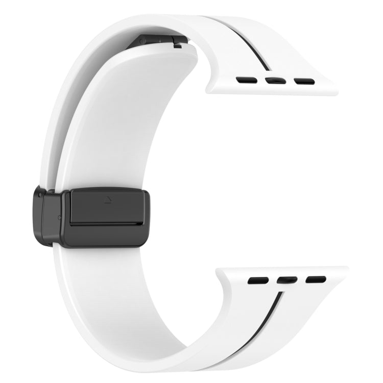 Two Color Folding Buckle Silicone Watch Band For Apple Watch 8 45mm(White+Black) -  by PMC TechLife | Online Shopping South Africa | PMC TechLife