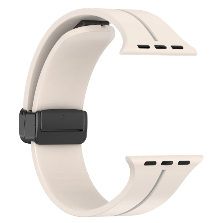 Two Color Folding Buckle Silicone Watch Band For Apple Watch 8 45mm(Starlight+Grey) -  by PMC TechLife | Online Shopping South Africa | PMC TechLife