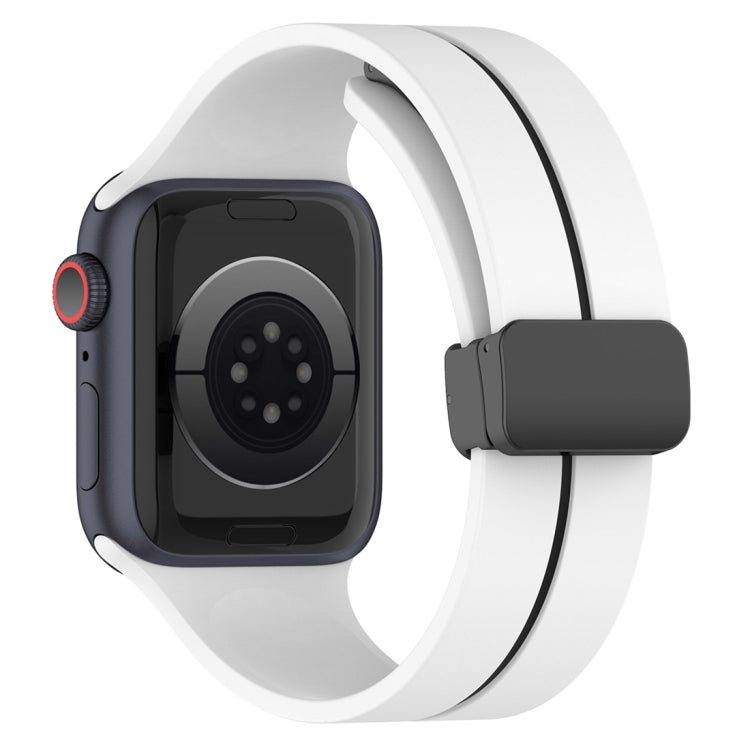Two Color Folding Buckle Silicone Watch Band For Apple Watch 7 41mm(White+Black) -  by PMC TechLife | Online Shopping South Africa | PMC TechLife