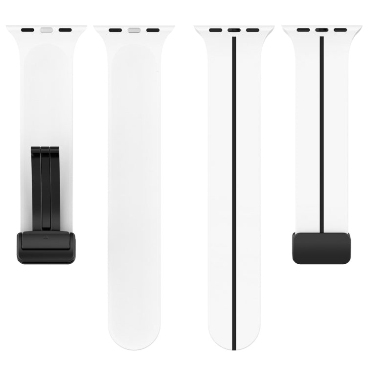 Two Color Folding Buckle Silicone Watch Band For Apple Watch 7 41mm(White+Black) -  by PMC TechLife | Online Shopping South Africa | PMC TechLife