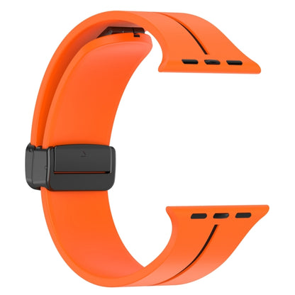 Two Color Folding Buckle Silicone Watch Band For Apple Watch 7 41mm(Orange+Black) - Watch Bands by PMC Jewellery | Online Shopping South Africa | PMC Jewellery