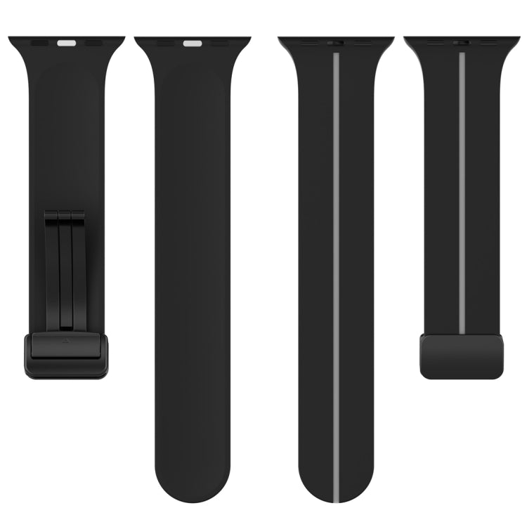 Two Color Folding Buckle Silicone Watch Band For Apple Watch 7 41mm(Black+Grey) -  by PMC TechLife | Online Shopping South Africa | PMC TechLife