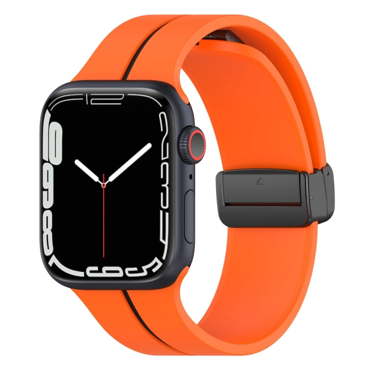 Two Color Folding Buckle Silicone Watch Band For Apple Watch 7 45mm(Orange+Black) -  by PMC Jewellery | Online Shopping South Africa | PMC Jewellery