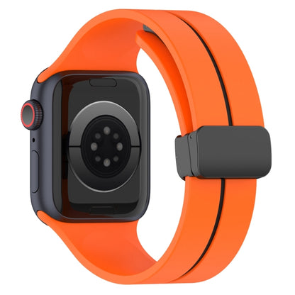 Two Color Folding Buckle Silicone Watch Band For Apple Watch 7 45mm(Orange+Black) -  by PMC Jewellery | Online Shopping South Africa | PMC Jewellery