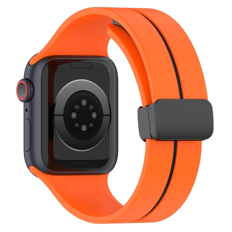 Two Color Folding Buckle Silicone Watch Band For Apple Watch SE 2022 40mm(Orange+Black) - Watch Bands by PMC Jewellery | Online Shopping South Africa | PMC Jewellery