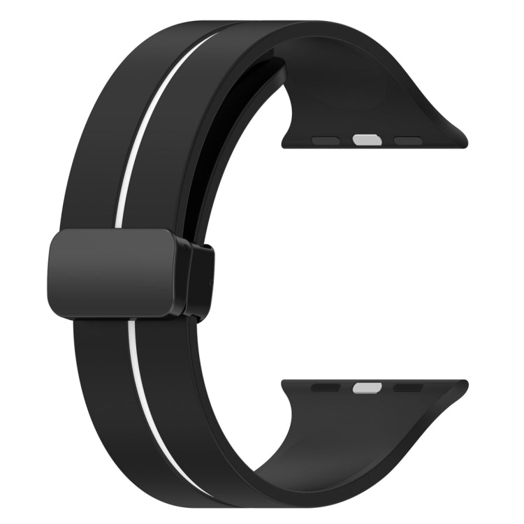 Two Color Folding Buckle Silicone Watch Band For Apple Watch 6 40mm(Black+White) - Watch Bands by PMC Jewellery | Online Shopping South Africa | PMC Jewellery