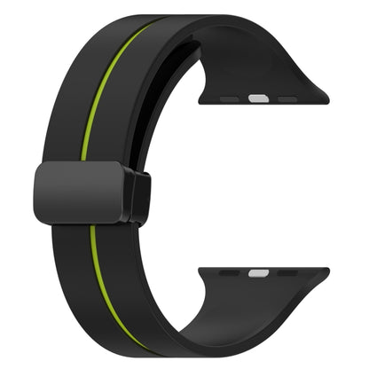 Two Color Folding Buckle Silicone Watch Band For Apple Watch 6 40mm(Black+Lime) - Watch Bands by PMC Jewellery | Online Shopping South Africa | PMC Jewellery