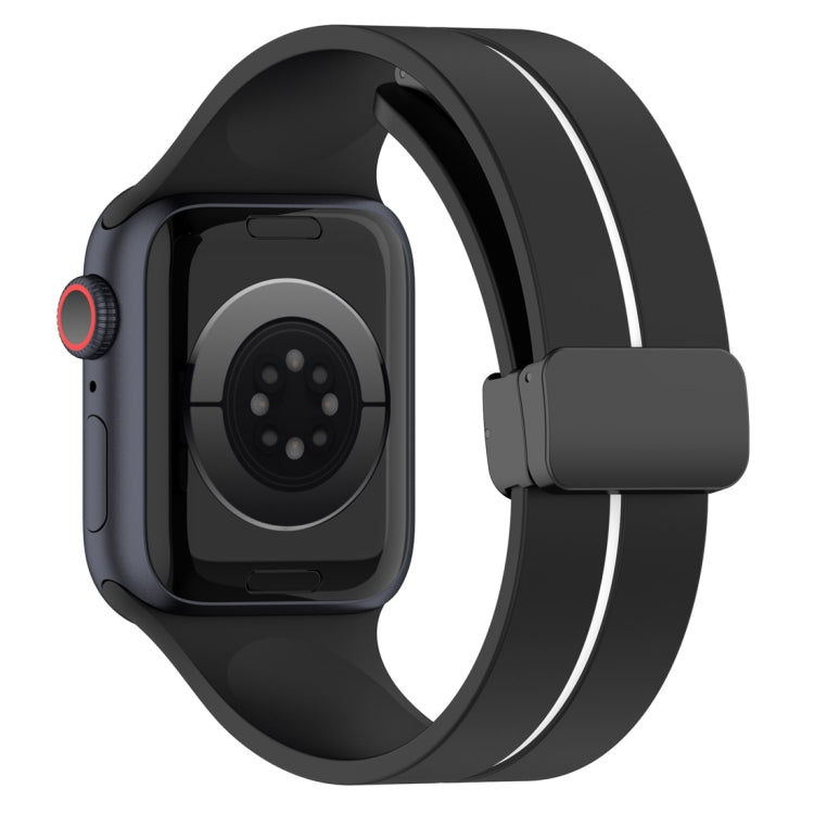 Two Color Folding Buckle Silicone Watch Band For Apple Watch 6 44mm(Black+White) -  by PMC TechLife | Online Shopping South Africa | PMC TechLife
