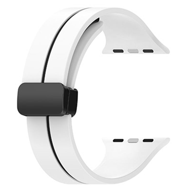 Two Color Folding Buckle Silicone Watch Band For Apple Watch 4 40mm(White+Black) -  by PMC TechLife | Online Shopping South Africa | PMC TechLife