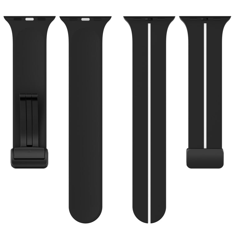 Two Color Folding Buckle Silicone Watch Band For Apple Watch 4 40mm(Black+White) -  by PMC TechLife | Online Shopping South Africa | PMC TechLife