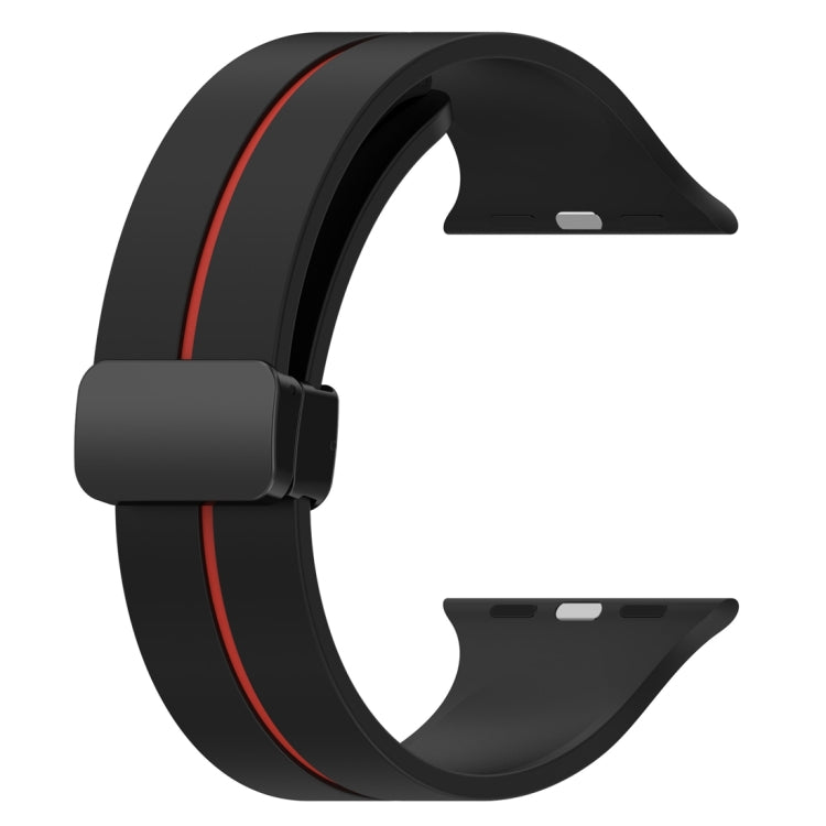 Two Color Folding Buckle Silicone Watch Band For Apple Watch 4 40mm(Black+Red) -  by PMC TechLife | Online Shopping South Africa | PMC TechLife