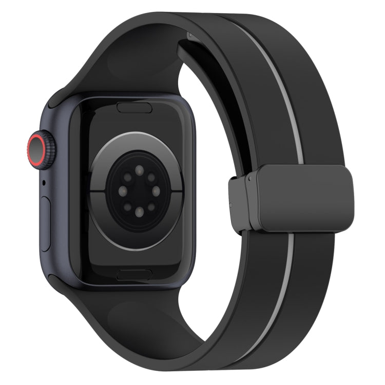 Two Color Folding Buckle Silicone Watch Band For Apple Watch 4 40mm(Black+Grey) -  by PMC TechLife | Online Shopping South Africa | PMC TechLife