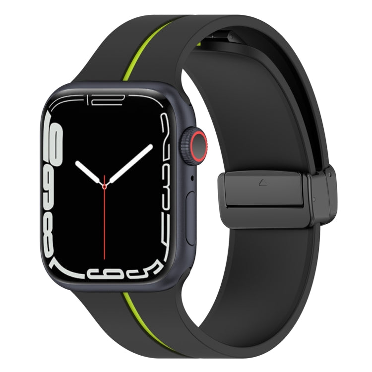 Two Color Folding Buckle Silicone Watch Band For Apple Watch 4 40mm(Black+Lime) -  by PMC TechLife | Online Shopping South Africa | PMC TechLife